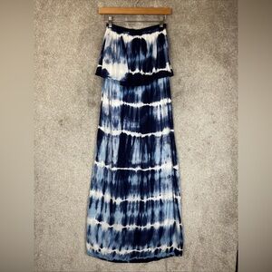 Raviya Dress Womens Small Blue Tie Dye Maxi Strapless Side Slits NEW- 3403*